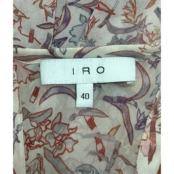 IRO PARIS Baden Dress Ruffle Trim Floral Mini Dress Lace Up V-Neck Coquette 8 - Picture 10 of 13